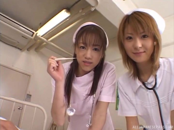 Naho Ozawa and another slutty nurse sharing a pulsating dong