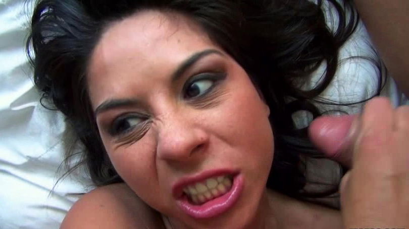 Smiling Latina Candi Coxx is sucking white dick