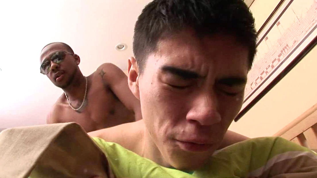 Alec Grey is making a blowjob to that black guy