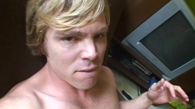 Alluring blond Bobby Rail wanking his cock until sperm will come