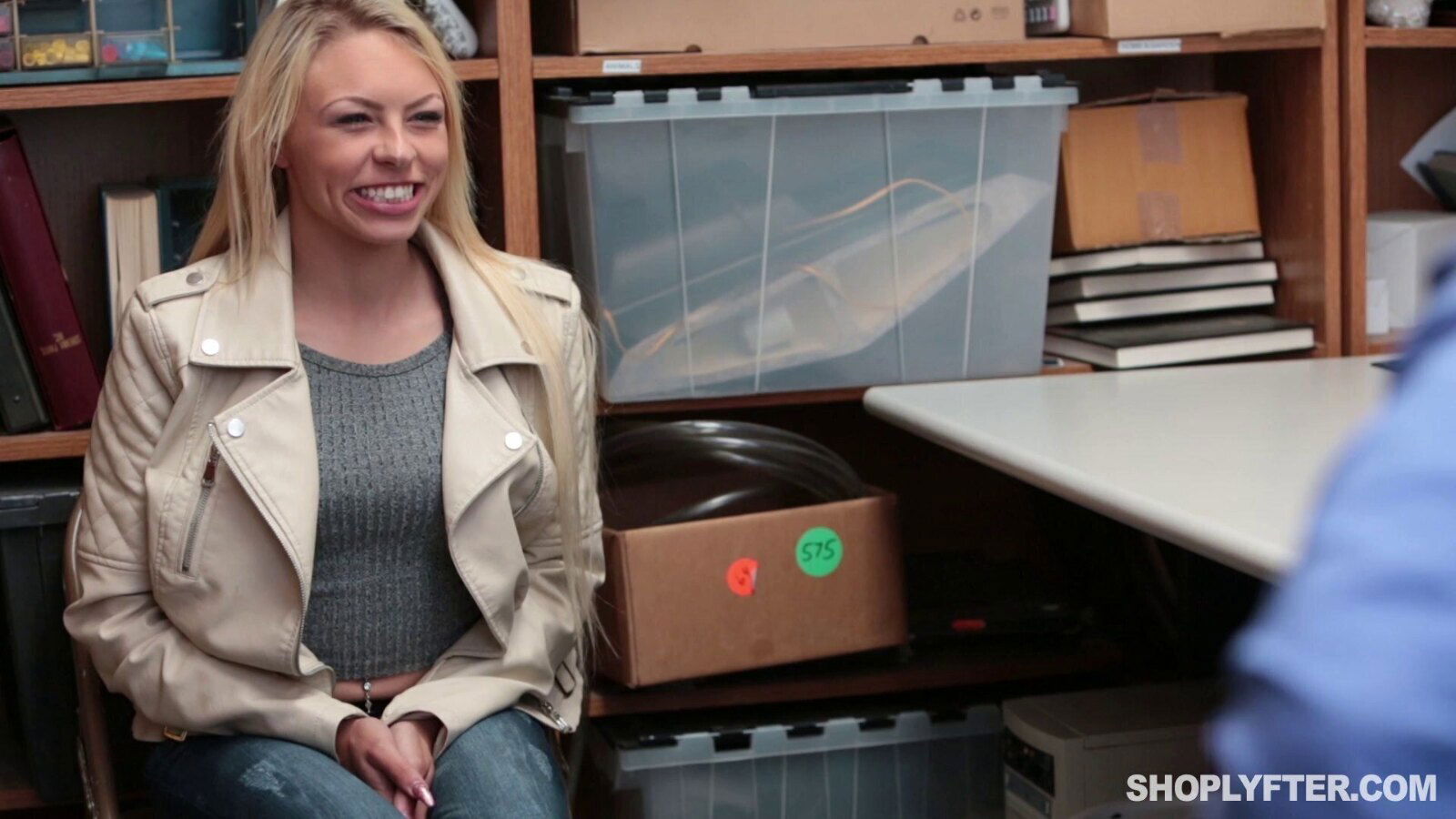 Stunning beauty Zoey Clark bends over officer's erected