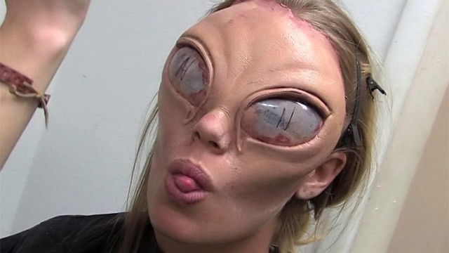 Alien makeup for a porn parody video