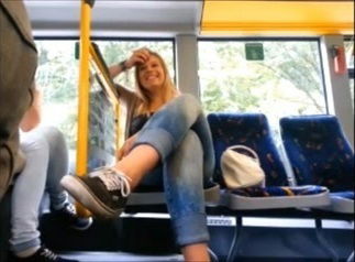 Voyeur nice blonde in bus