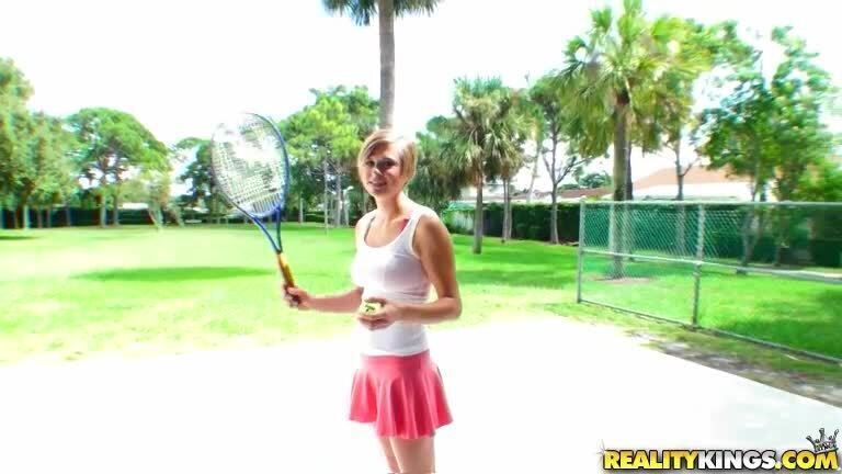 Sporty girl blows bathroom