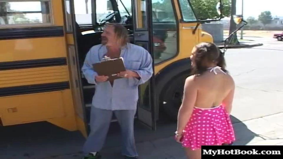 Kinky brunette tart Drew Allen gets hammered hard in a bus