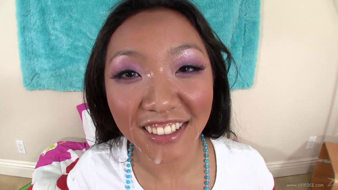 Slutty Asian Katreena Lee milks a cock dry on her face