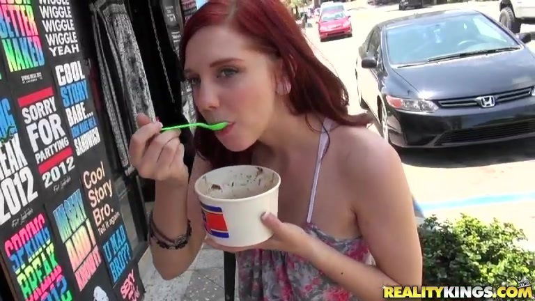Incredible Ginger Maxx Gets Banged In Public After Buying Ice Cream