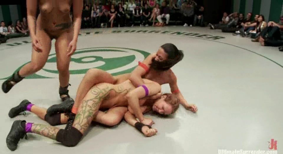 Nasty girls finger their sweaty pussies after a battle