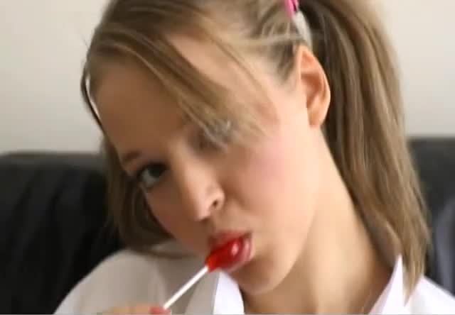 Small tits blonde babe Britney Braces meaty pussy solo dilo masturbation