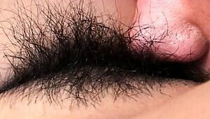 Hitomi Ikeno's hairy pussy gets licked moans loudly