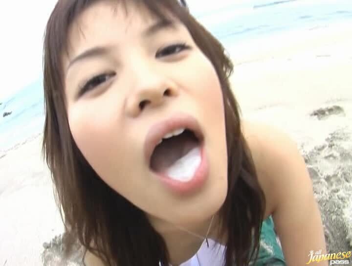 Horny Asian Slut Yuka Kurihara Sucks Cock on the Beach
