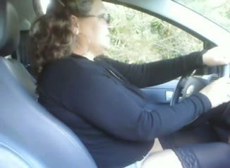 Flashing my big tits and fat ass on dashcam and getting facial