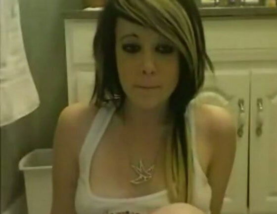Lustful emo temptress shows off her private parts on webcam