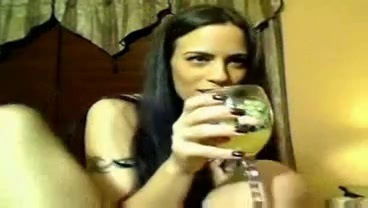 Buxom with pierced nipples shows plays with pussy