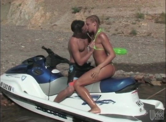 Teena Fine rides a big cock on a ski jet