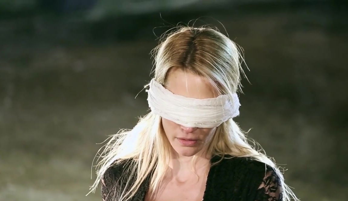 Obedient blonde forced to throats a big dick