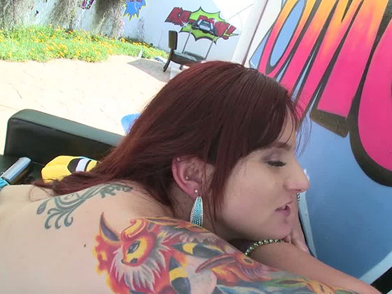 Gaped trained asshole of lewd redhead Ariel Blue is fucked doggy style