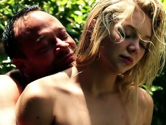 Fair haired kinky Jessie Andrews gives head next door stud yard