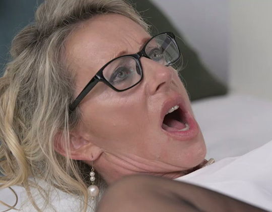 Experienced 4 eyed blondie Marina Beaulieu blows BBC for hard mish pose penetration