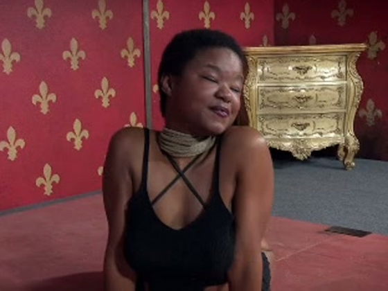 Harshly tied ebony Kahlista Stonem nasty BDSM some with horny European couple