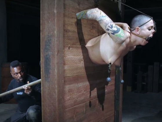 Black BDSM master gave hard core fuck lesson restrained bald slut Abigail Dupree