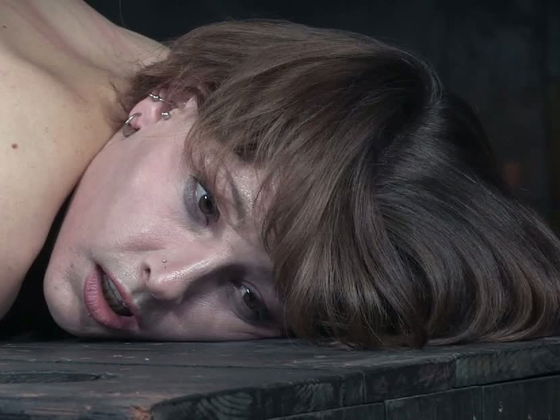 Bootyful dark haired MILF Kel Bowie gets her kitty exploited being tightly restrained in doggy pose