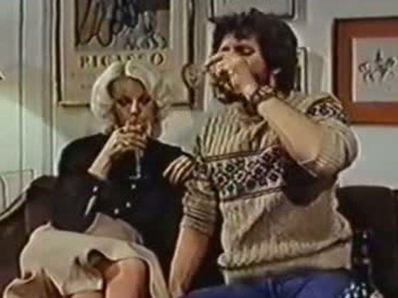 Seka gives head to handsome bearded dude Eric Edwards in retro porn clip