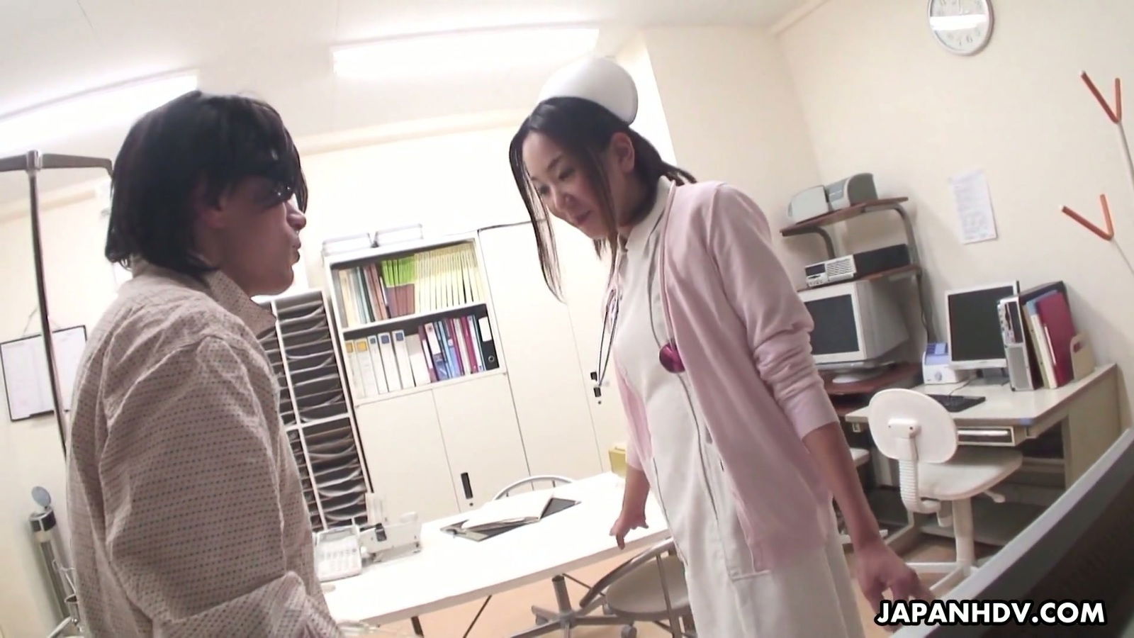 Aroused doctor is busy with fingering wet pussy of kinky nurse Mika Kojima