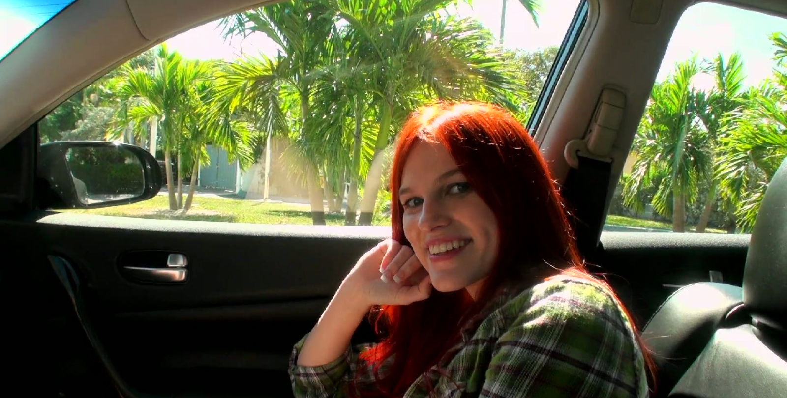 Sex champ Bruno Dickenz seduced adorable redhead babe Andrea Sky for blowjob