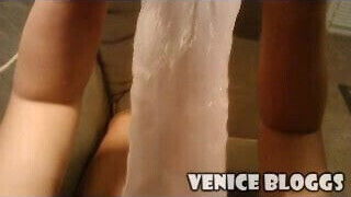 Thai girl deepthroating a dildo the size of her forearm!?!