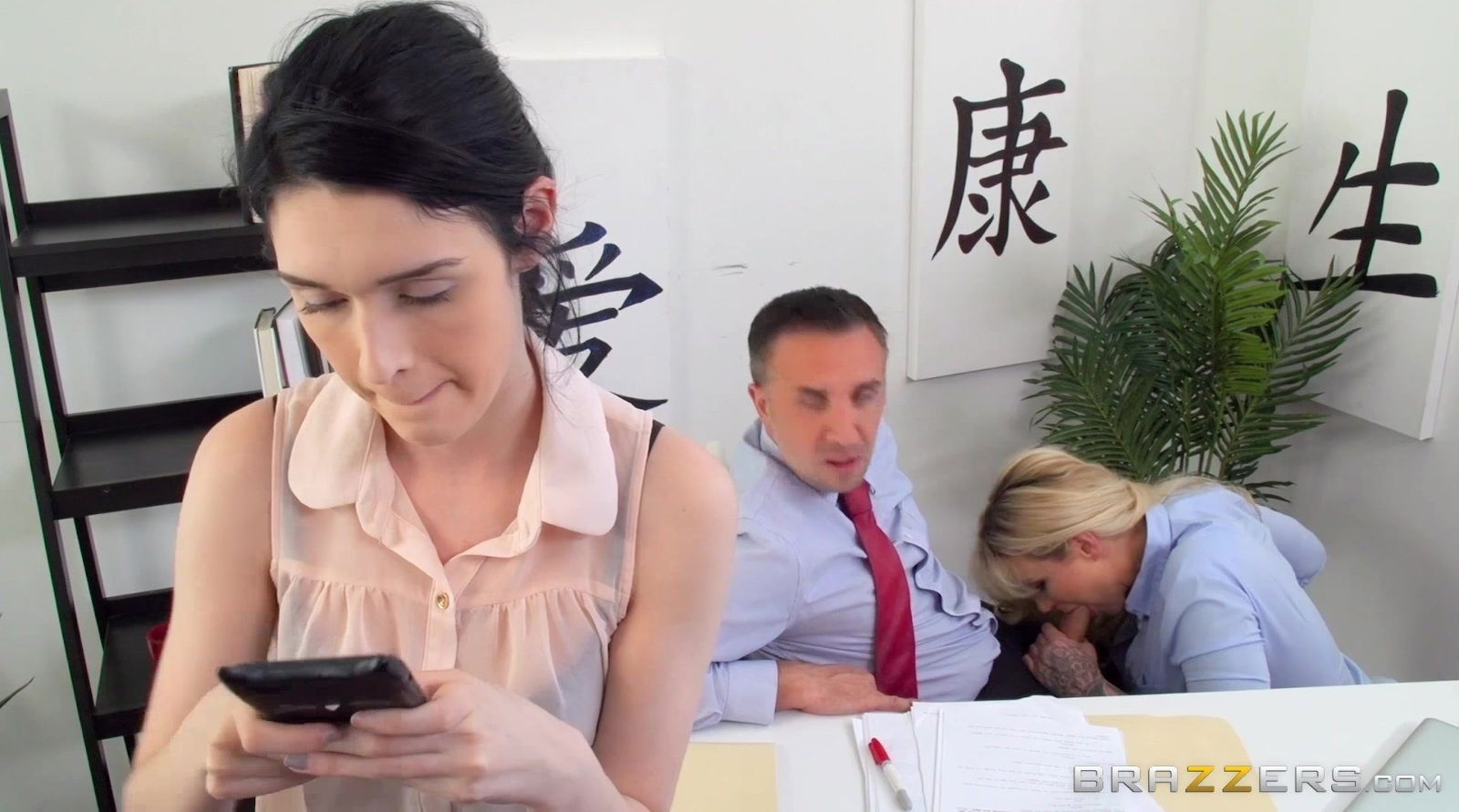 Mature Lady Sucks Dirty Office Manager Under The Table