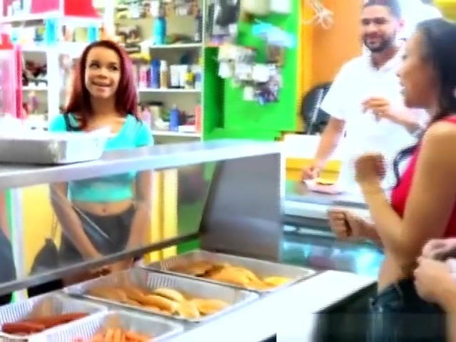 Wild Brunette On Her Knees Sucking Dick At Money Talks Stunt