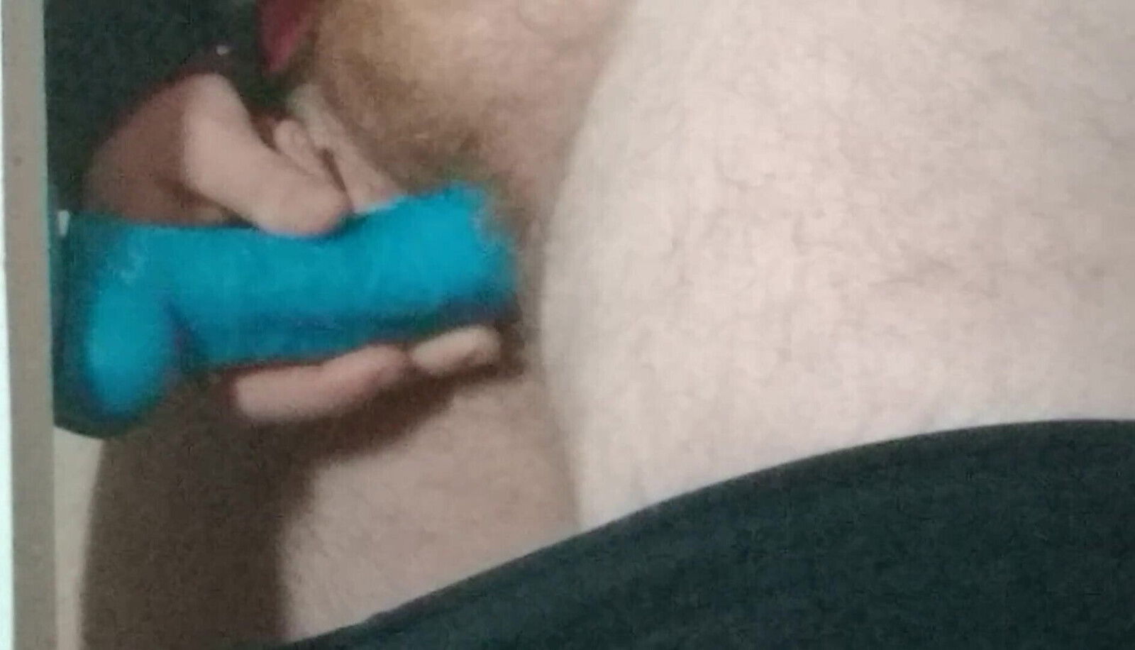 Teasing Pussy With Mounted Dildo