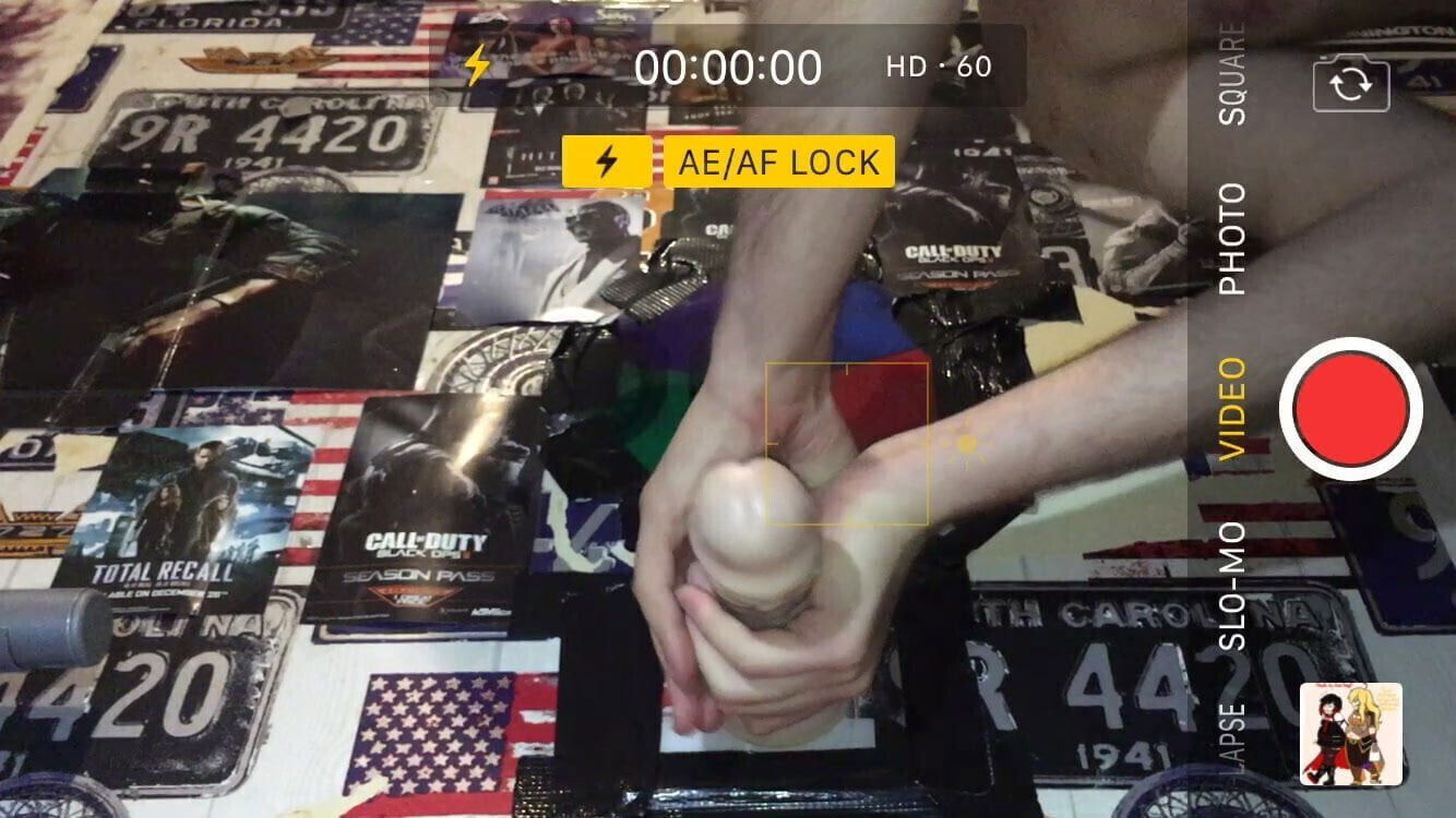 Dildo fucking wall with leaking