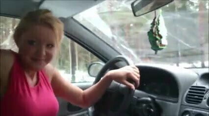 blonde drives me around and swallows my cum