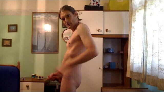 Wanking off with man-bun