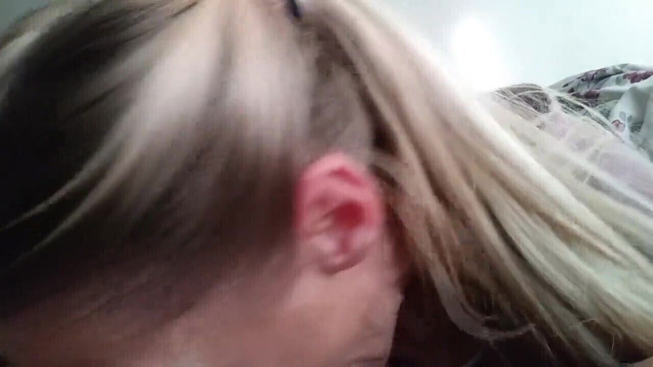 blonde mature mom milf sucks cock on bed 2