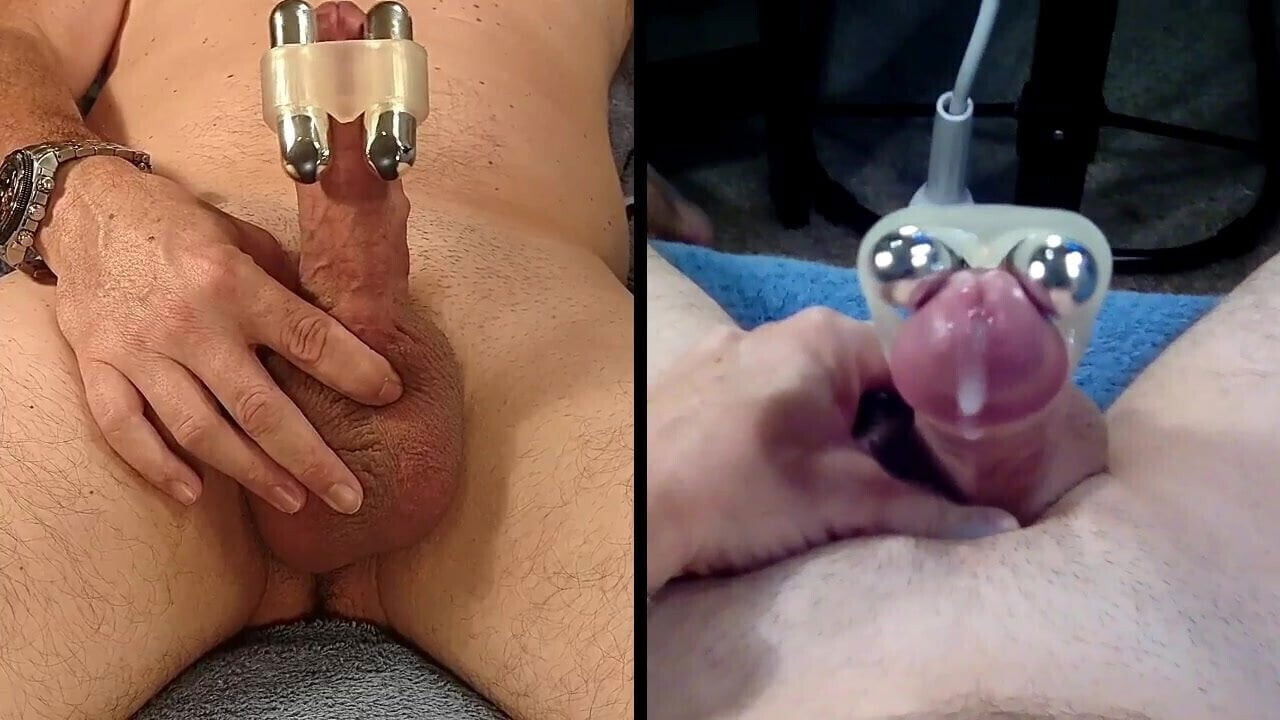 pov cumming with split screen action