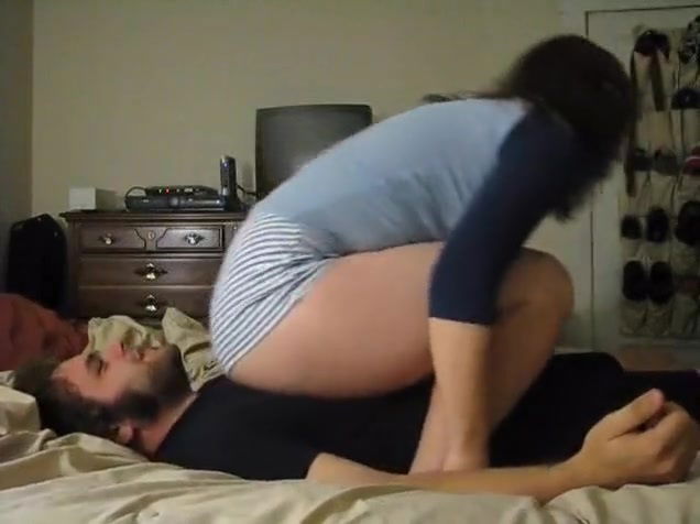 Heavy girl bed trample and butt drop