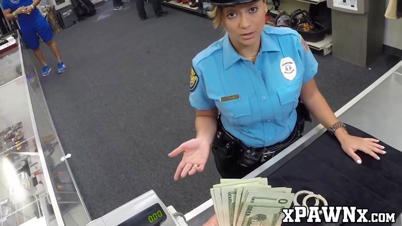 Slutty policewoman fucks with pawnbroker for extra money