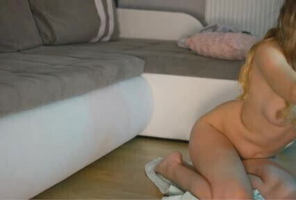 Slim brunette long legs tight pussy squirting small firm tit