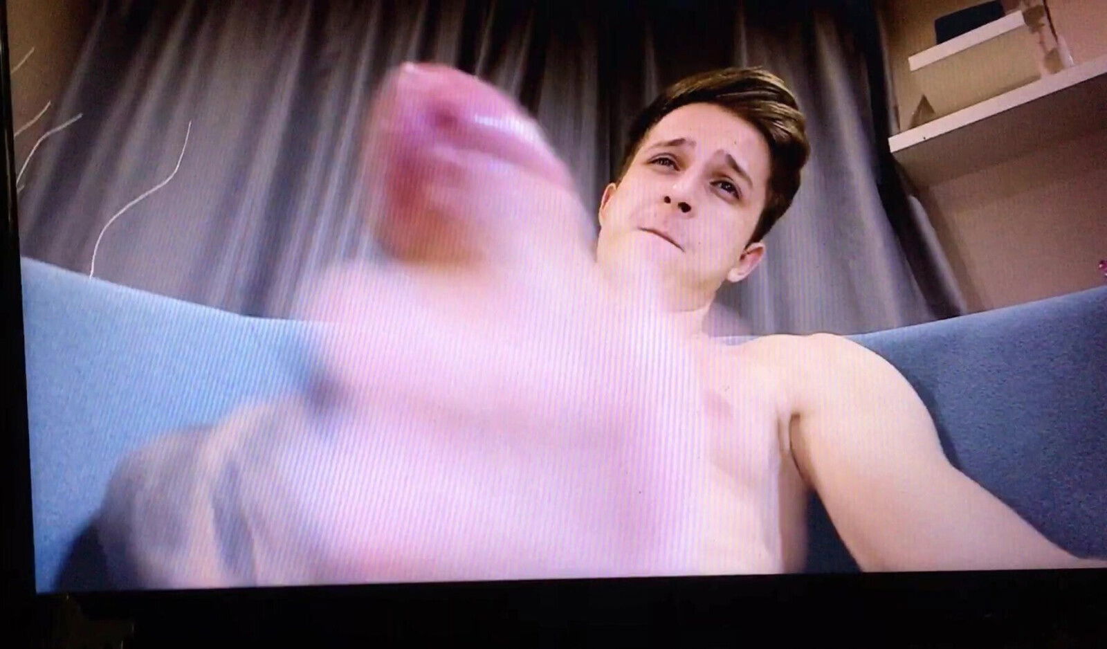 Sexy hot muscle Russian boy cums busts a huge nut cumming