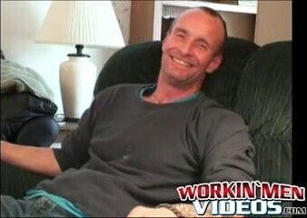 Older hairy guy masturbates using two hands on his big dick