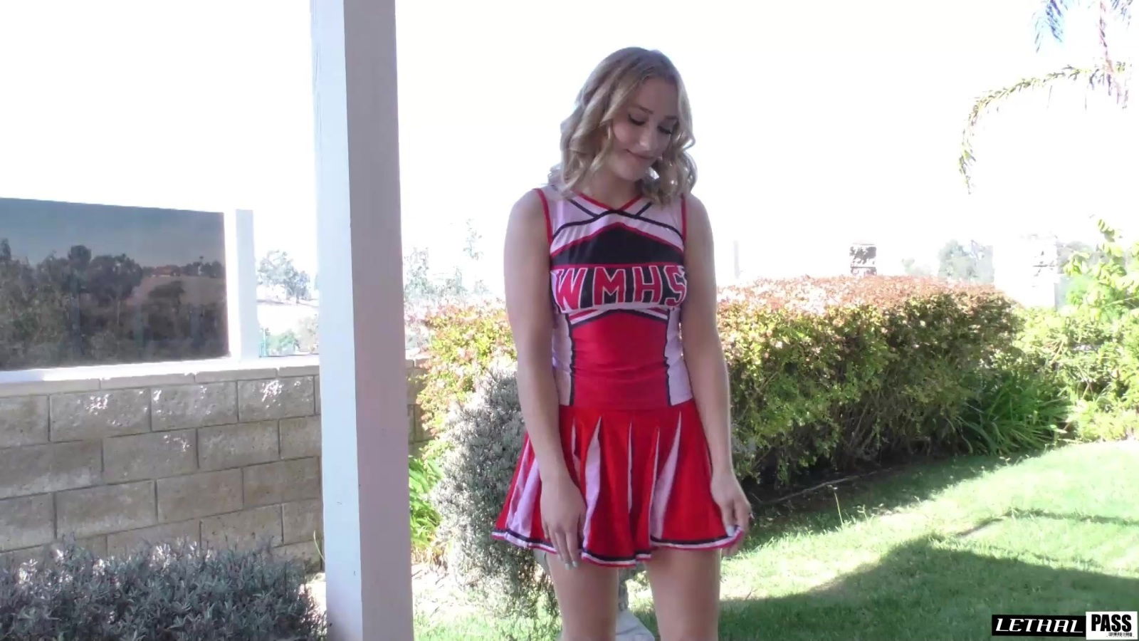 Slutty blonde teen Kasey Miller deep throats swallows