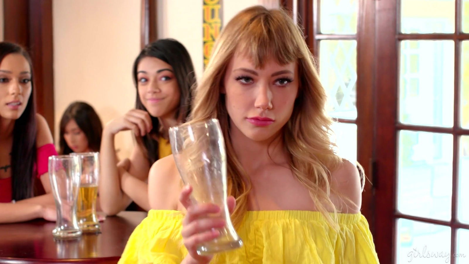 Lesbian vixen Wolfe seduces friend Judy Jolie into pussy licking