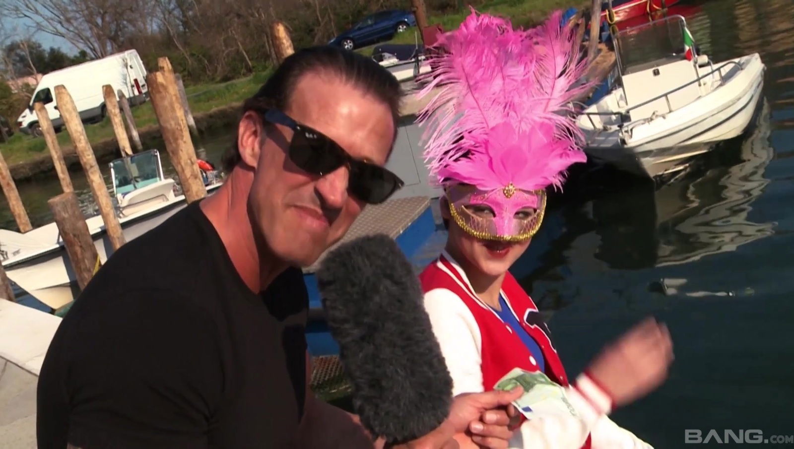 Masked gets hard missionary pussy fuck