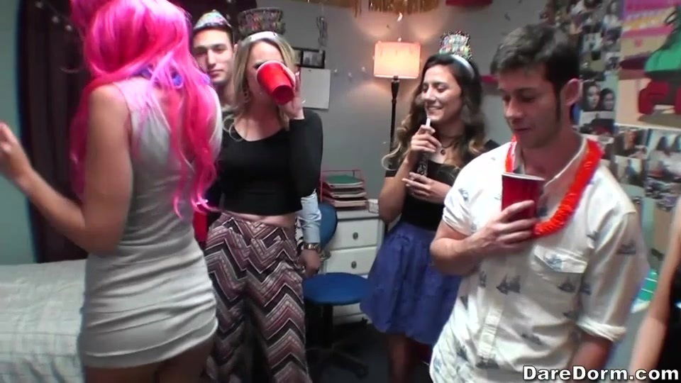 Party at dorm turns into a hot and wild hardcore group fuck