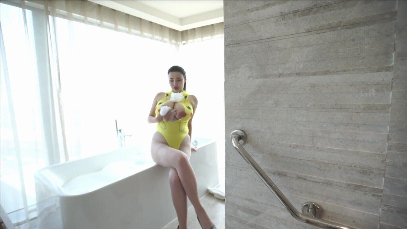 Chinese Girl in Pikachu Swimsuite