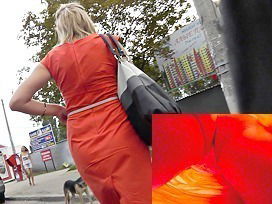 Amazing view up red suit