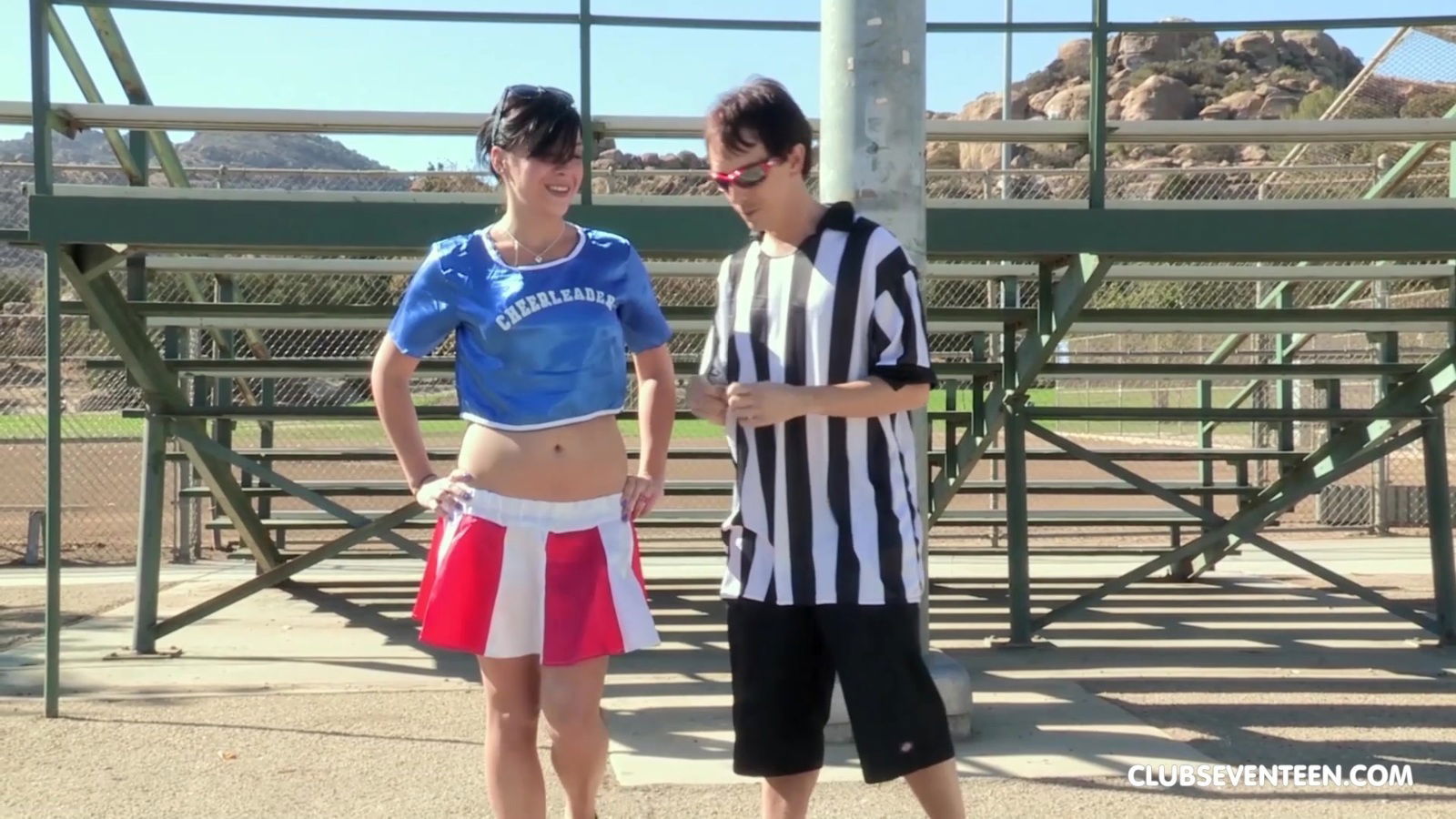 Horny brunette cheerleader Savannah Camden sucks dick and gets pounded